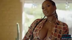 Play Nyla's Huge Natural Ebony Tits and Solo Striptease