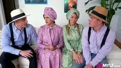 Play Amish Stepmoms Pristine Edge & Penny Barber Swap Dicks in Hardcore Encounter